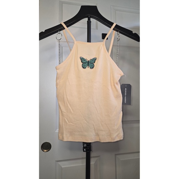 Melrose and Market Other - Melrose and Market Girls Ribbed Butterfly Patch Tank Top Size L 10/12 NWT